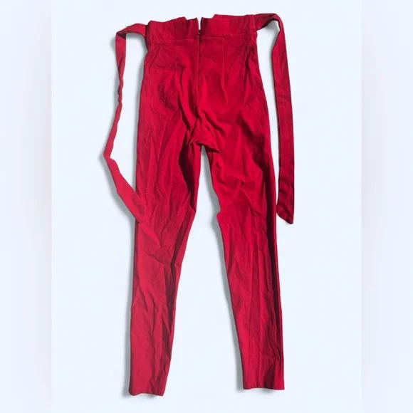 Fashion Nova Red Skinny Pants with Bow Detail - Picture 8 of 10